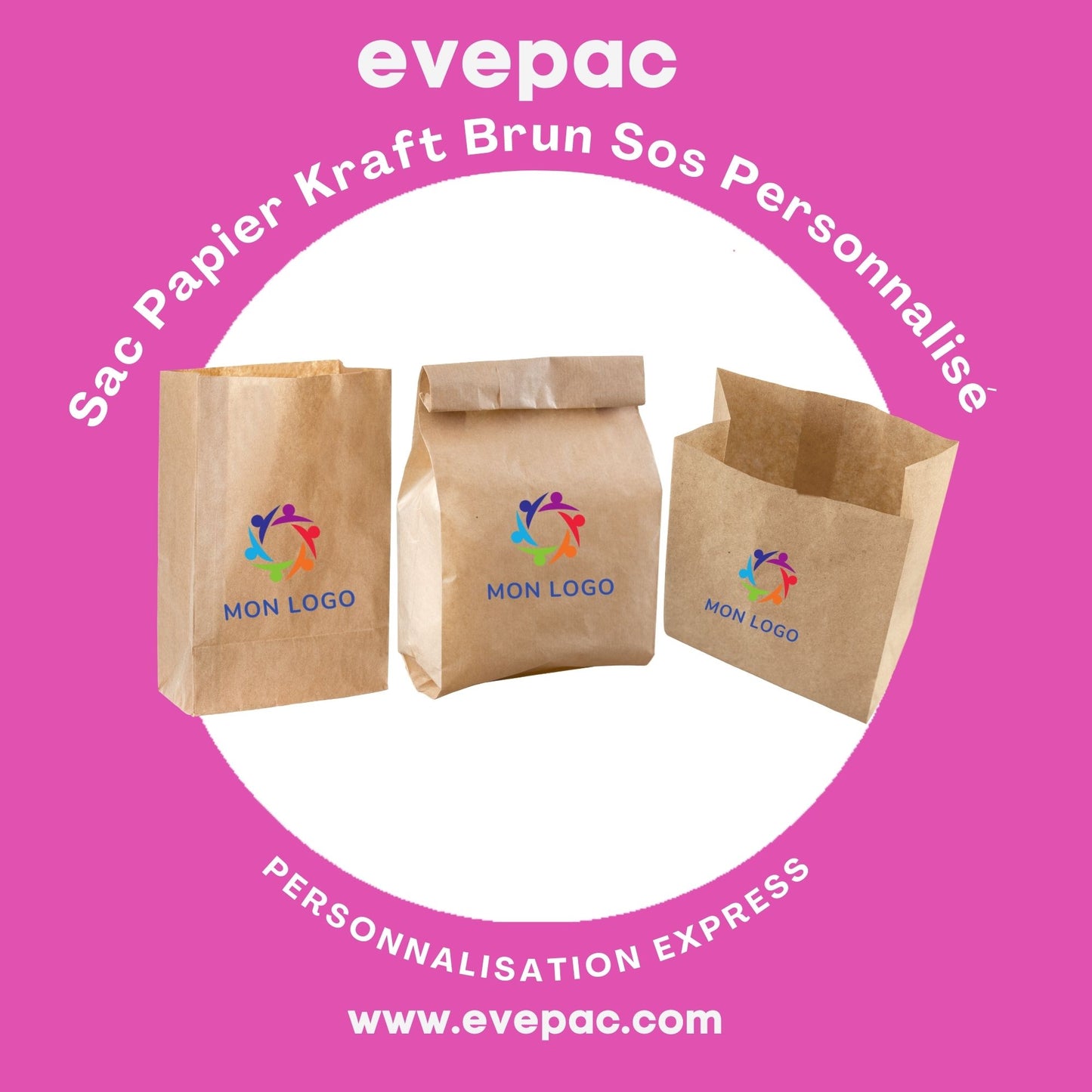 Sac Papier Kraft Brun Sos Personnalisé