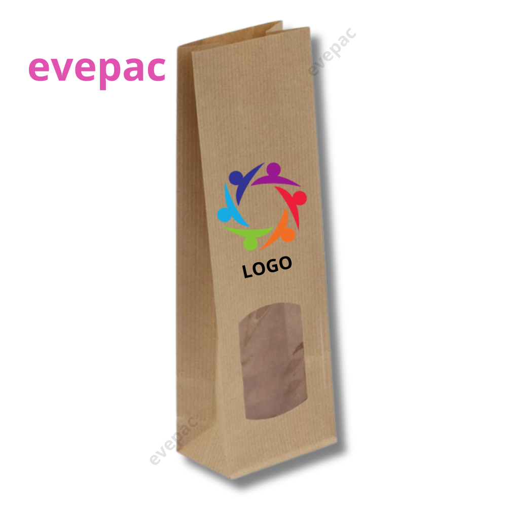 Sachet Kraft Brun Avec Fenêtre 205mmx50mmx90mm