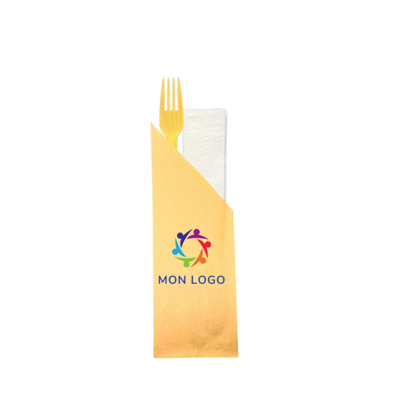 Kit couverts bambou personnalisé (Fourchette, Serviette en papier)