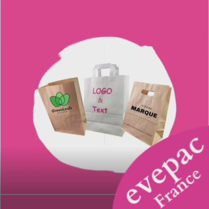 Sac Papier Kraft Personnalisé Blanc Poignées Plates