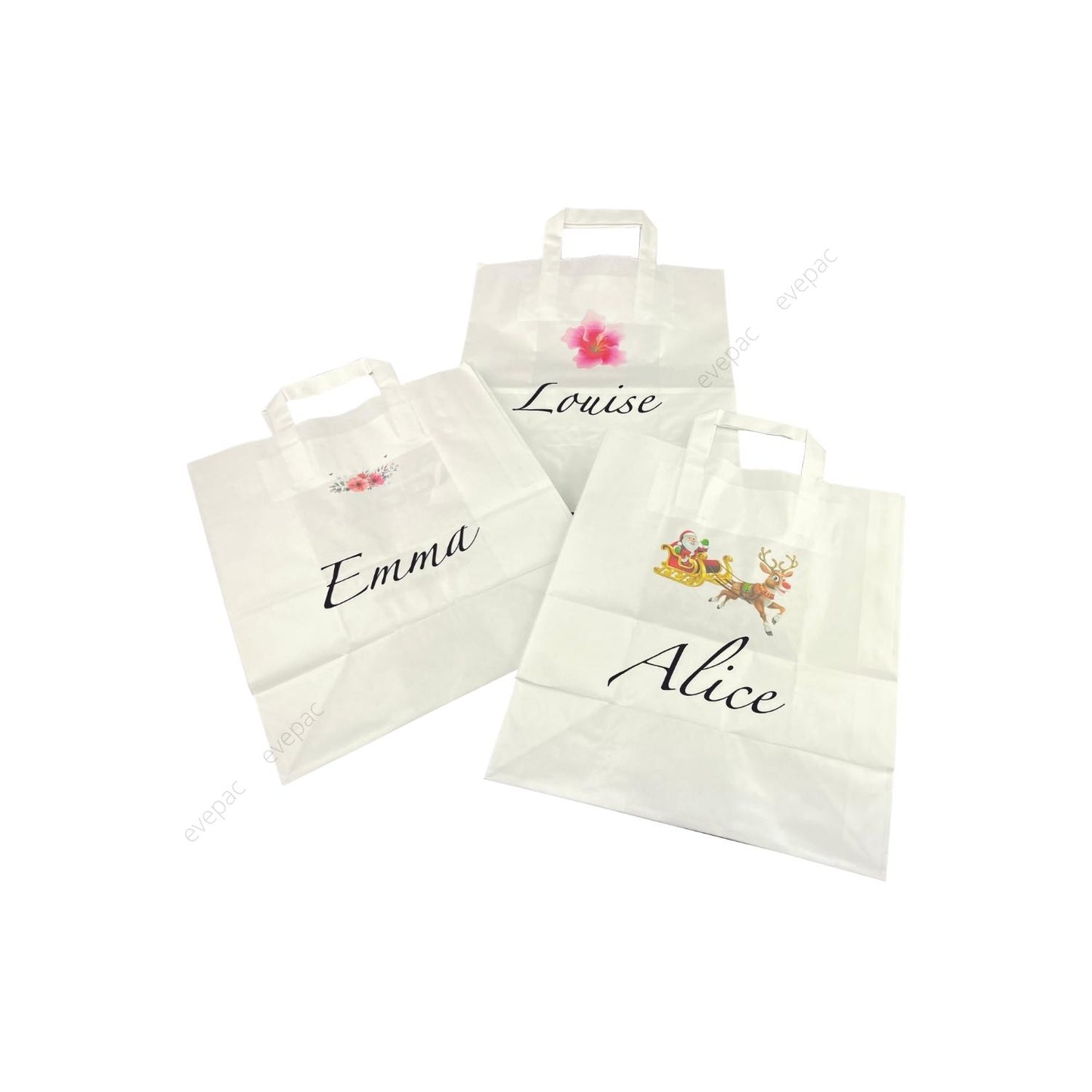 Sac Papier Kraft Personnalisé Blanc Poignées Plates