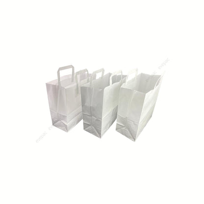 Sac Papier Kraft Personnalisé Blanc Poignées Plates