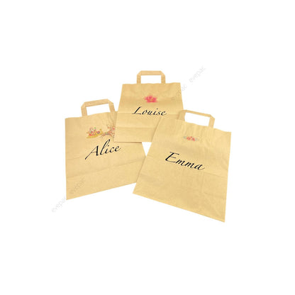 Sac Papier Kraft Personnalisé Brun Poignées Plates