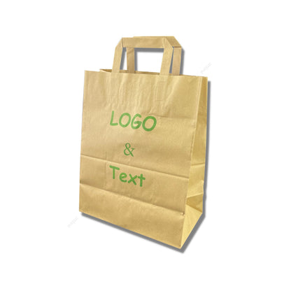 Sac Papier Kraft Personnalisé Brun Poignées Plates