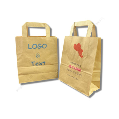 Sac Papier Kraft Personnalisé Brun Poignées Plates